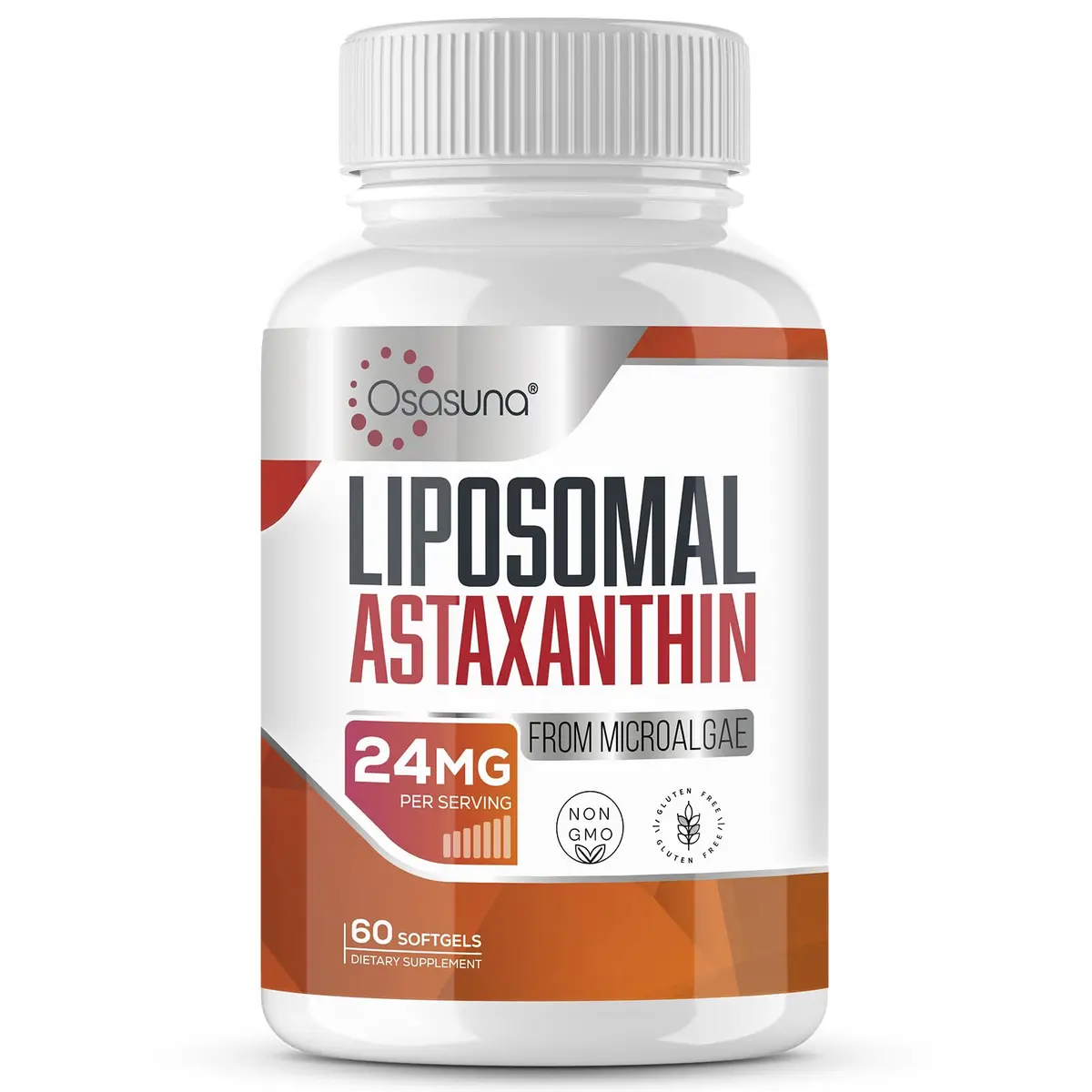 Osasuna Liposomal Astaxanthin Supplement 24 MG | Maximum Absorption, Antioxidant, Non-GMO & Gluten-Free (60 Softgels) - main product image