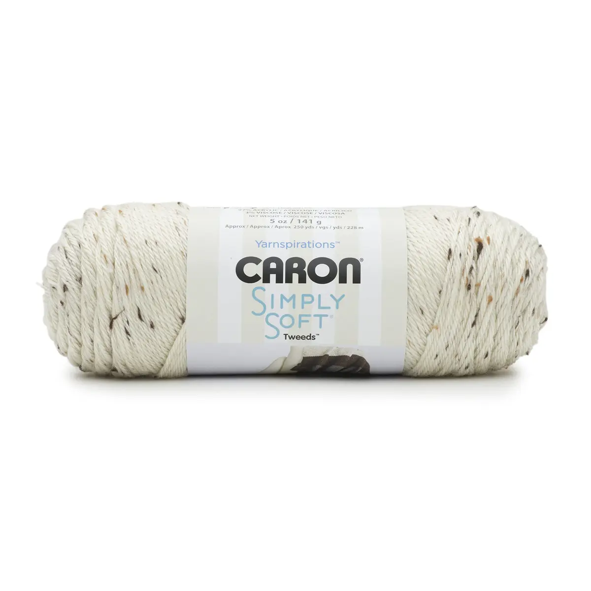 Caron Simply Soft Tweeds Yarn Off White 3-Pack | 100% Acrylic Worsted Weight for Crochet & Knitting - view 2
