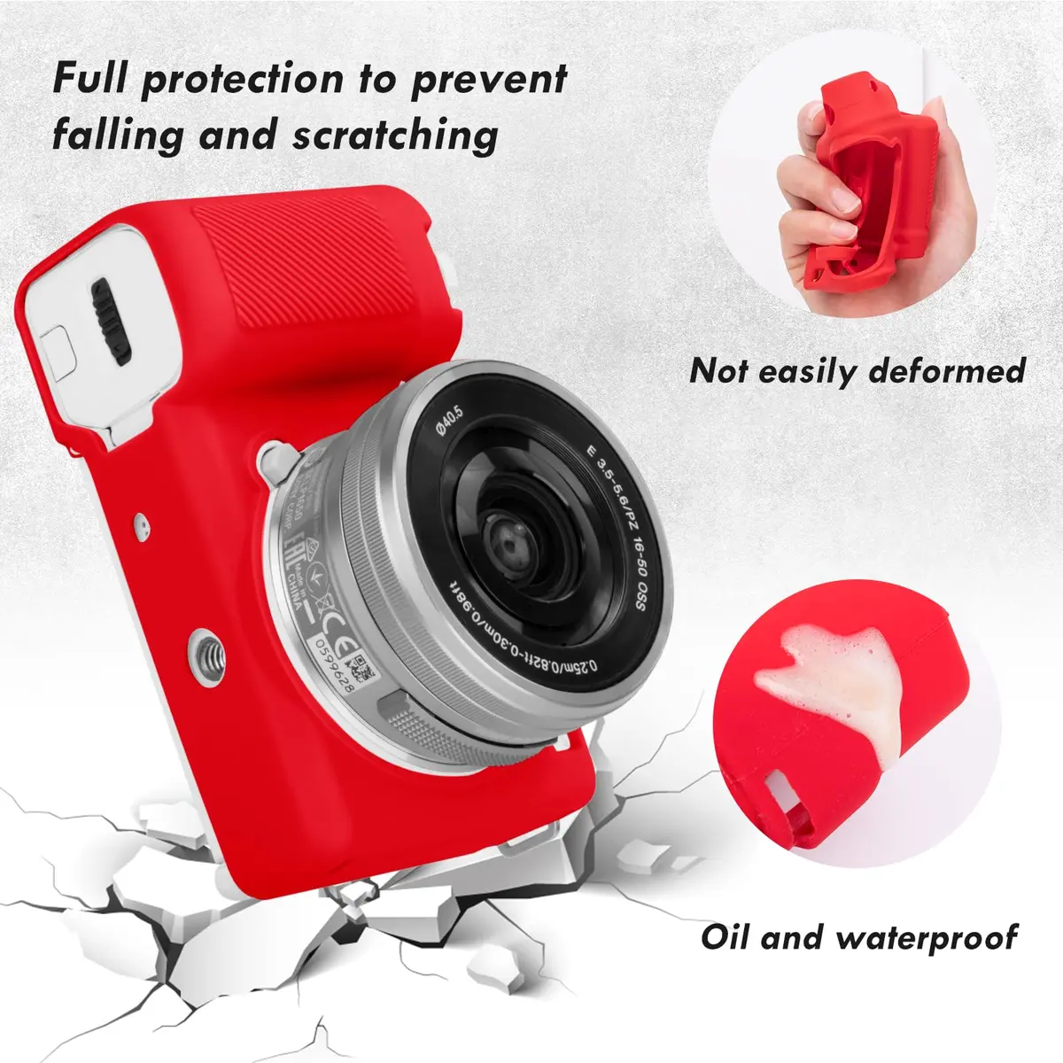 Rieibi ZVE10 Case, Soft Silicone Protective Cover for Sony ZV-E10 - Red | Precise Fit & Lightweight - view 7