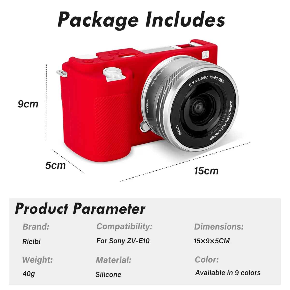 Rieibi ZVE10 Case, Soft Silicone Protective Cover for Sony ZV-E10 - Red | Precise Fit & Lightweight - view 3