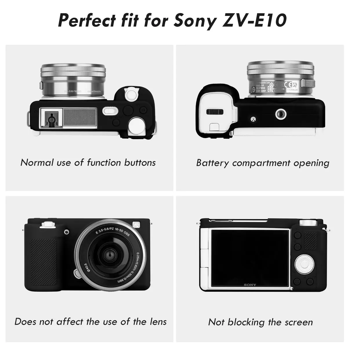 Rieibi ZVE10 Case, Soft Silicone Protective Cover for Sony ZV-E10 ZVE10 Camera, Lightweight Rubber Guard (Not for ZV-E10 Mark II) - view 3
