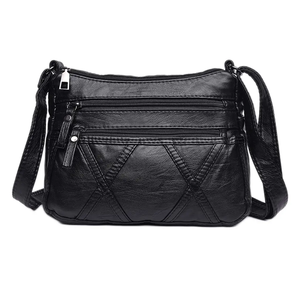 wuxingmeili Black PU Leather Crossbody Bag for Women | Waterproof Shoulder Messenger Purse 26cm (10.24 Inch) - main product image