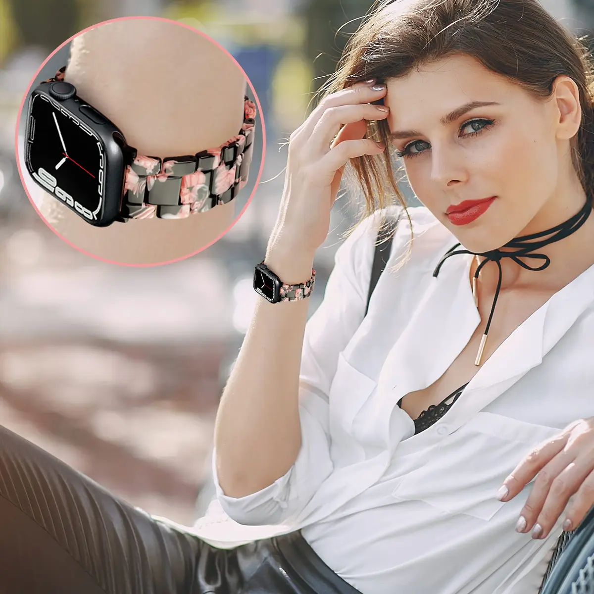 Vamyzji Compatible with Apple Watch Band 42mm Series 10 | Waterproof Resin Strap for Women Men (38mm/40mm/41mm/42mm) - view 6