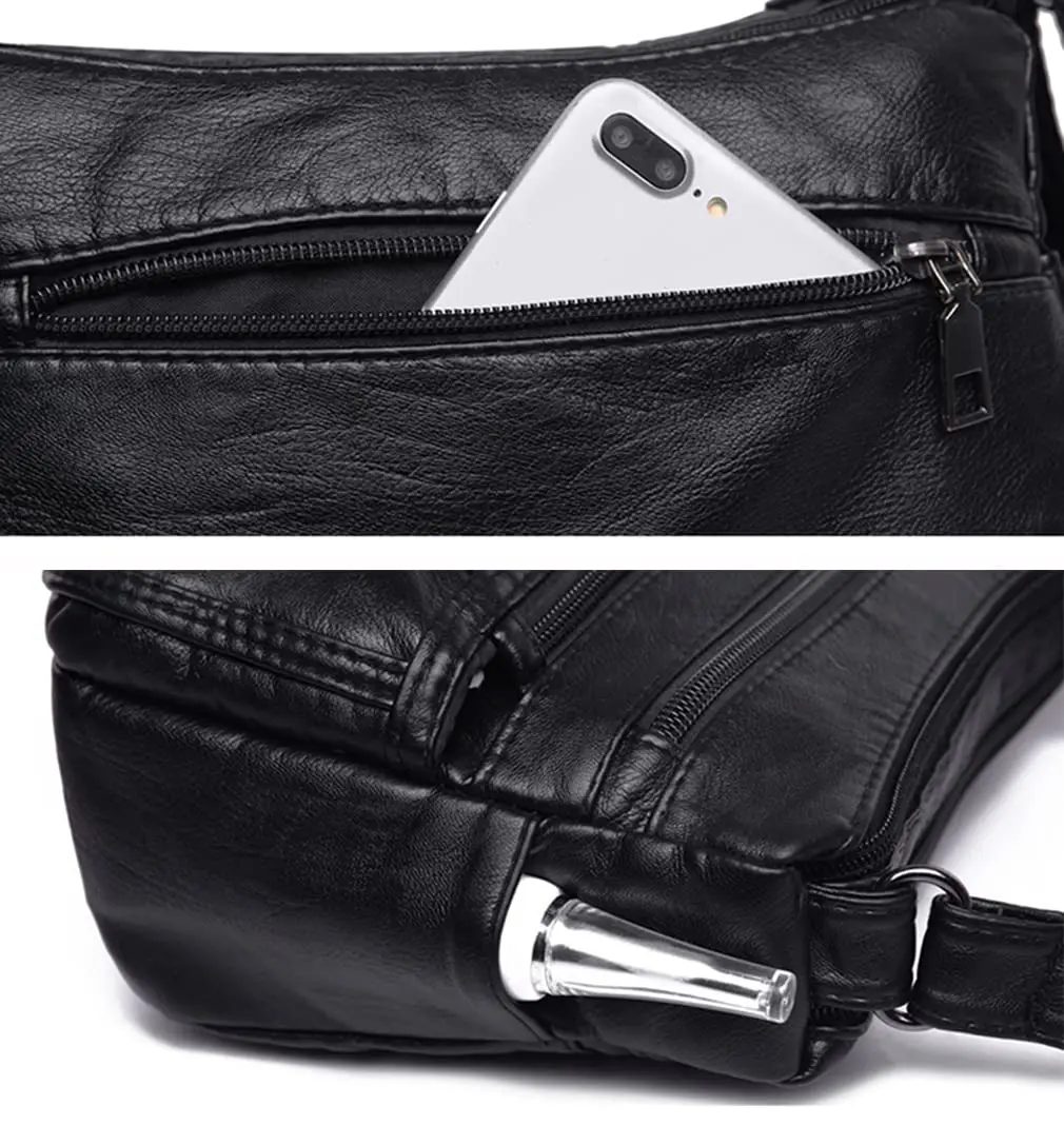 wuxingmeili Black Handbag A22789 | Waterproof PU Leather Crossbody Bag for Women - view 8