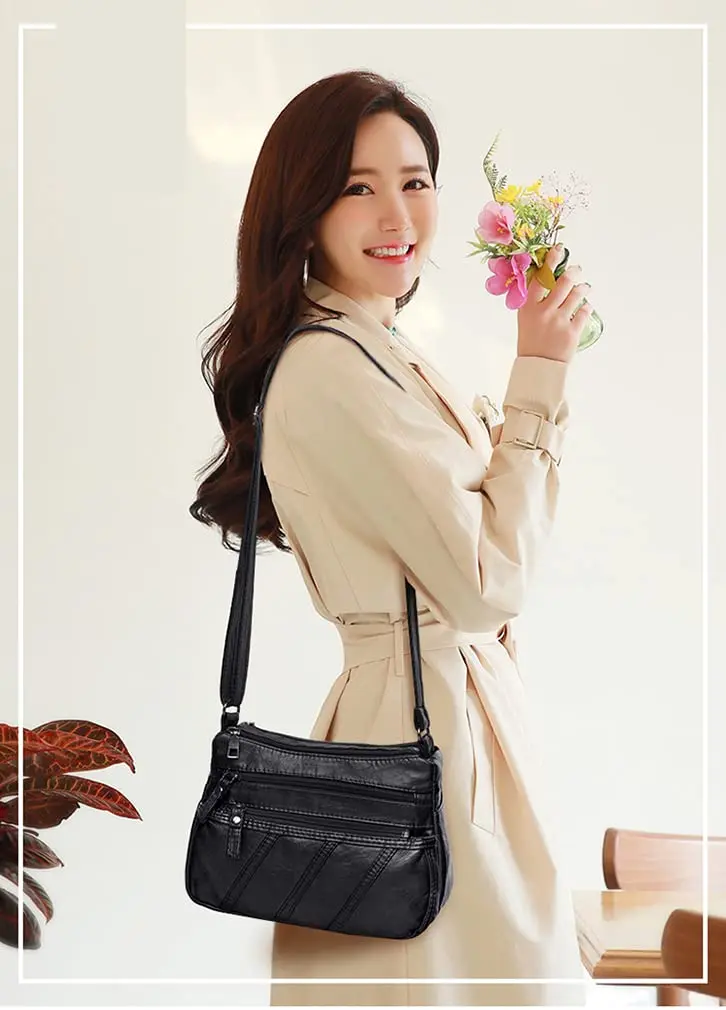 wuxingmeili Black Handbag A22789 | Waterproof PU Leather Crossbody Bag for Women - view 2
