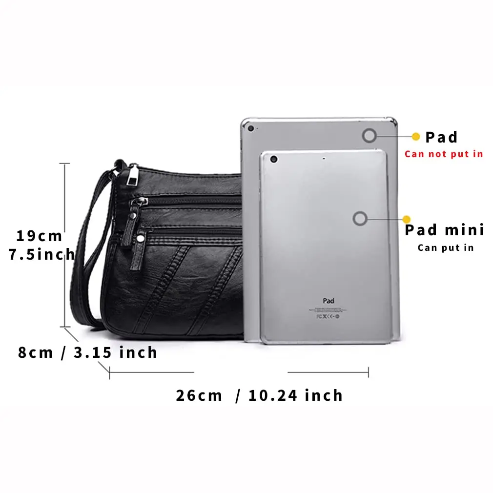 wuxingmeili Black Handbag A22789 | Waterproof PU Leather Crossbody Bag for Women - view 4