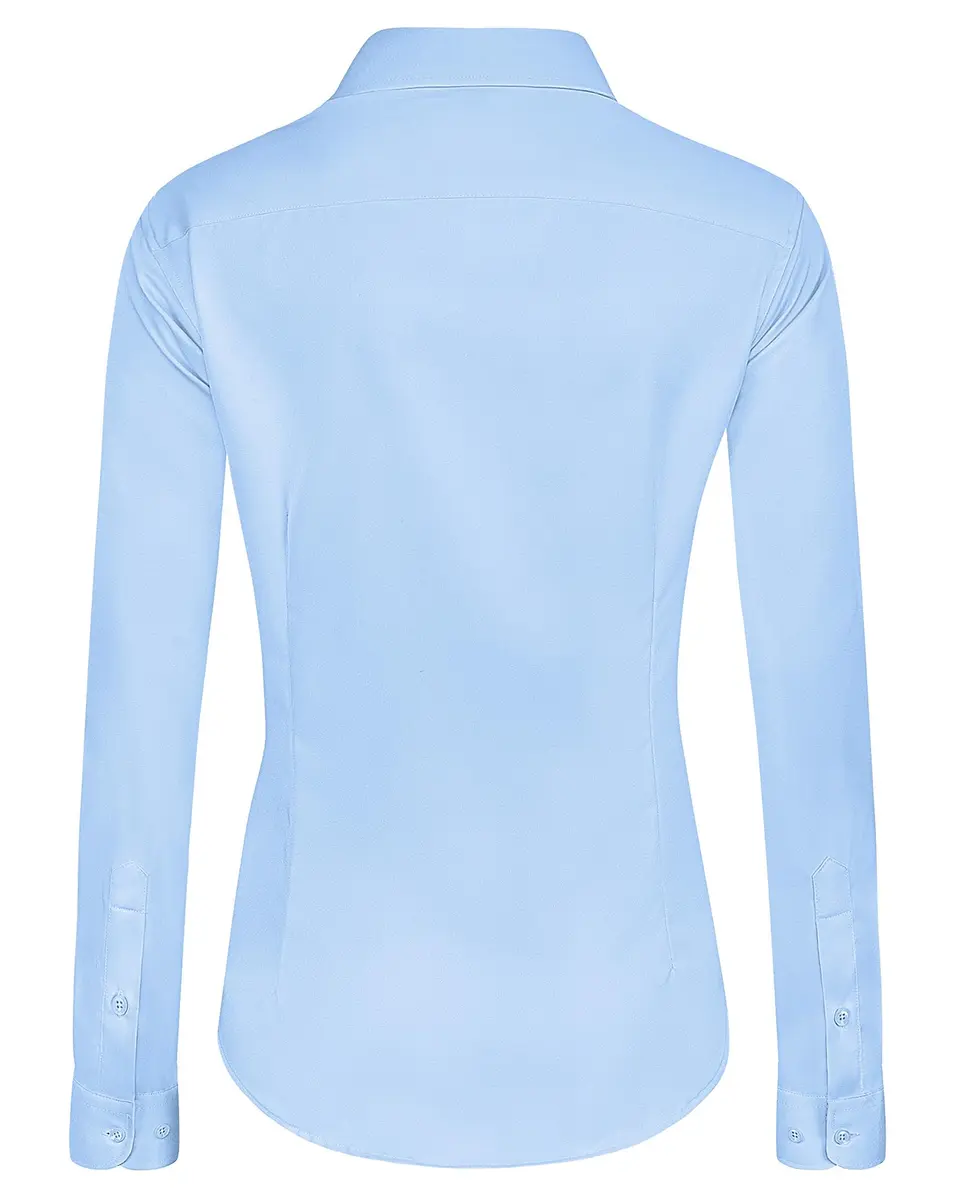 J.VER Button Down Shirts for Women Long Sleeve Collared Shirt Stretch Dressy Casual Blouses Work Professional Tops Light Blue Medium - view 2