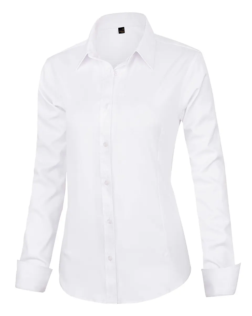 J.VER Womens Dress Shirt Long Sleeve Button-Down Wrinkle-Free Business Casual White XL - view 3