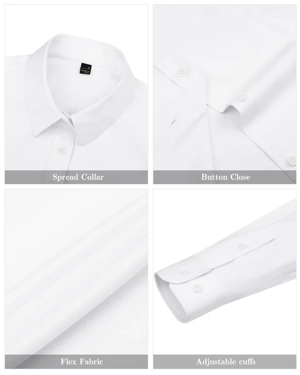 J.VER Womens Dress Shirt Long Sleeve Button-Down Wrinkle-Free Business Casual White XL - view 4