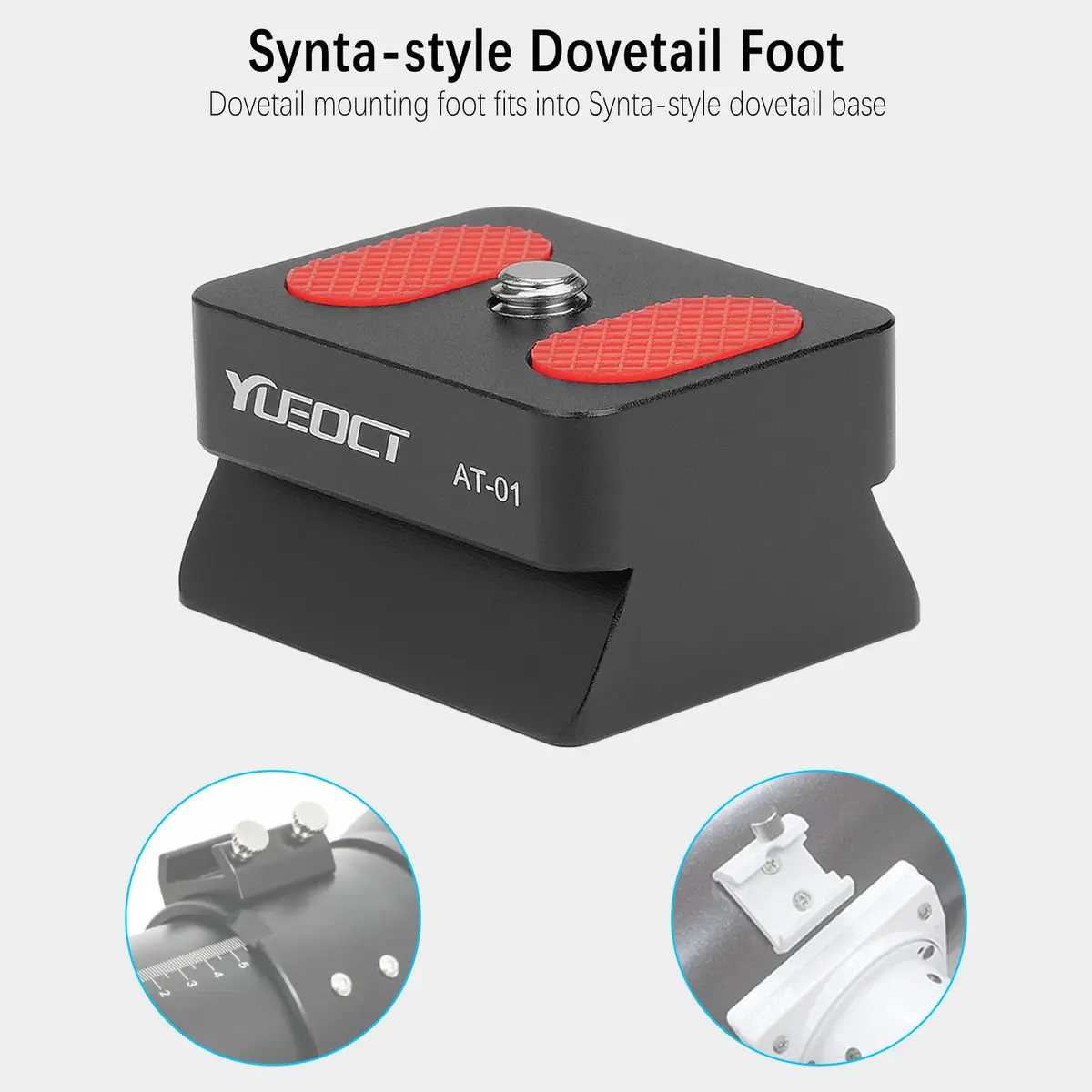 YUEOCT Camera Adapter Mount for Telescope Finder Scope Dovetail Base Shoe | Aluminum, Silver, 39x32x21mm - view 2