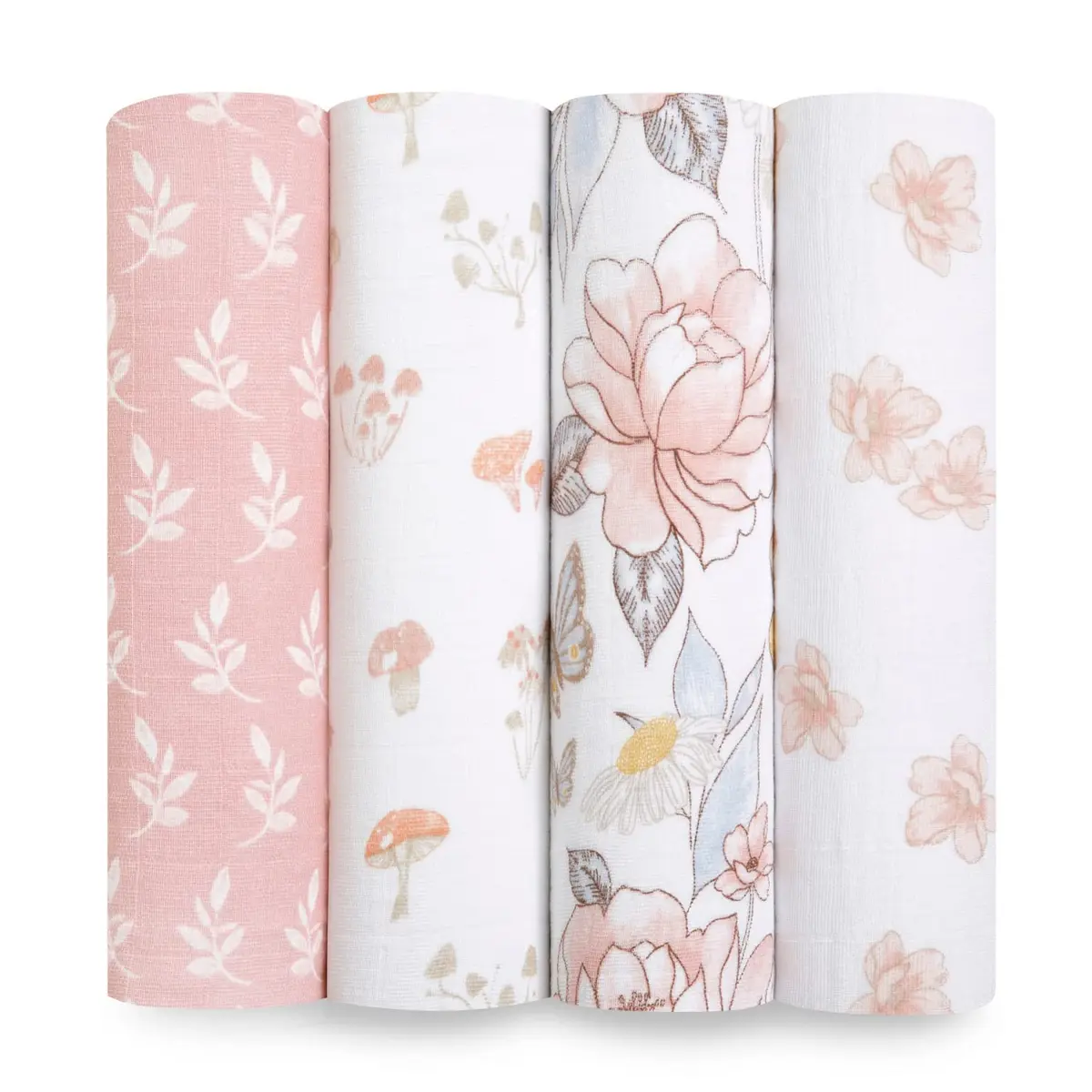 aden + anais Organic Cotton Muslin Swaddle Blankets 4 Pack (120x120 cm) | Breathable & Gentle for Newborns - main product image