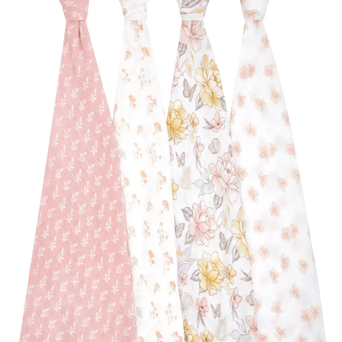 aden + anais Organic Cotton Muslin Swaddle Blankets 4 Pack (120x120 cm) | Breathable & Gentle for Newborns - view 2