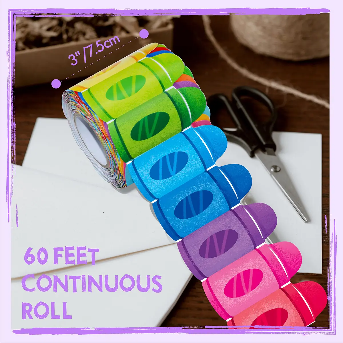 ERKE 60 Feet Crayon Bulletin Board Borders | 18.3m (60 ft) Classroom Trim - view 2
