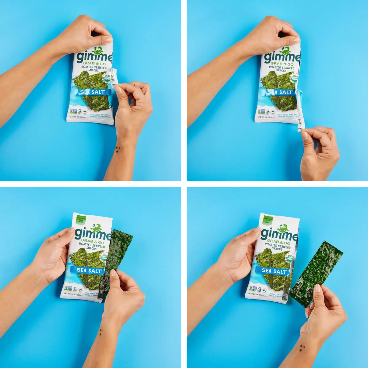 gimMe Organic Roasted Seaweed Snack Sea Salt 0.14oz | Healthy, Keto & Vegan - view 7