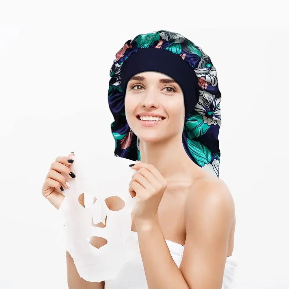 Oumrote Long Satin Sleep Bonnet for Hair Care, Women's Curly Hair, 26 inches (Pack of 3) - view 5