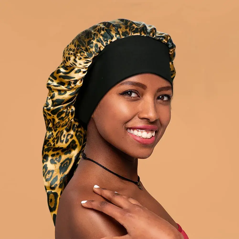 Oumrote Long Satin Sleep Bonnet for Hair Care, Women's Curly Hair, 26 inches (Pack of 3) - view 6