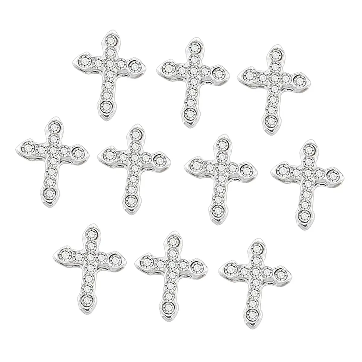 WOKOTO 20pcs Cross Nail Charms for Nail Art 3D Jewelry Clear Diamond | Elegant Nail Cross Decor - view 8