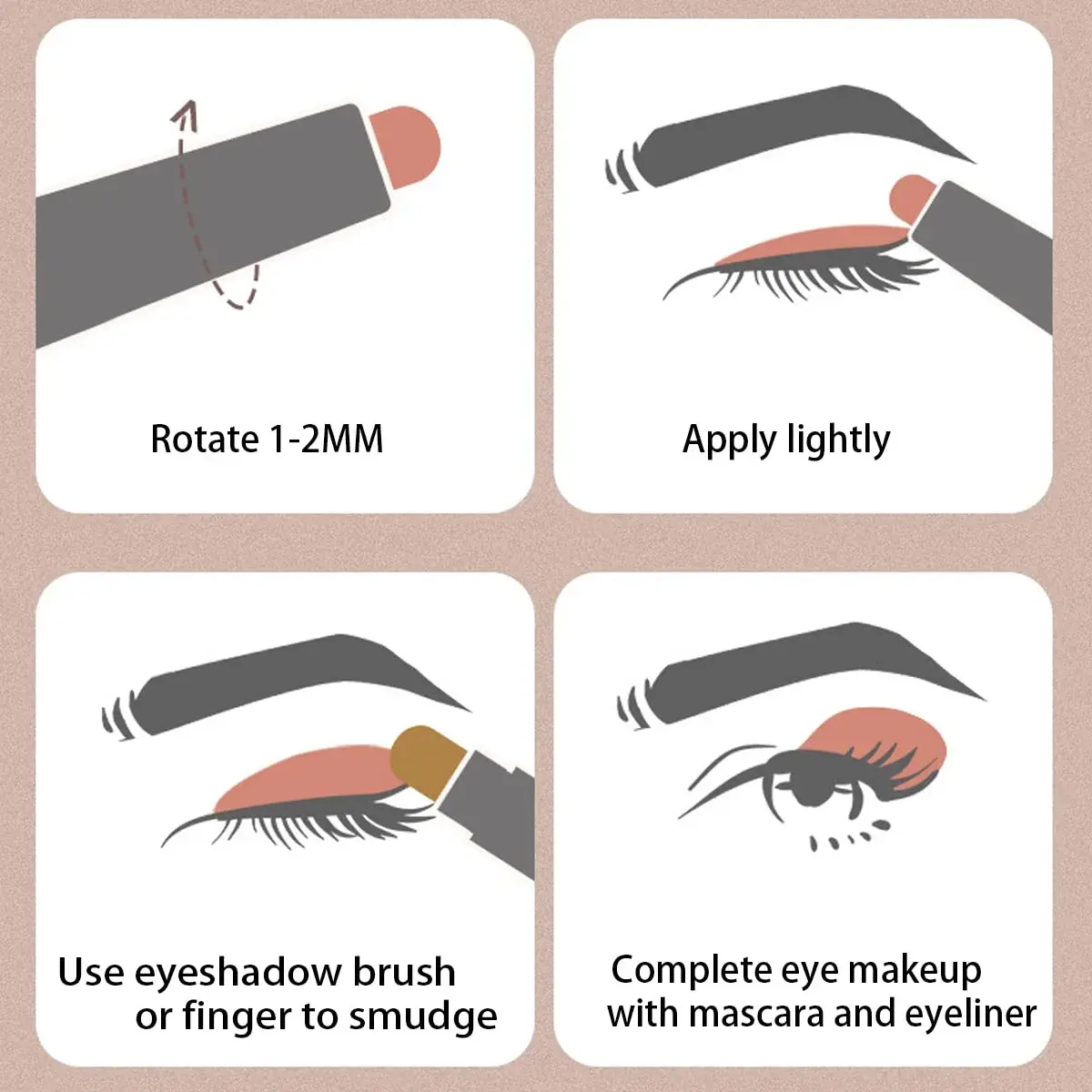 MEICOLY 6 Pcs Eyeshadow Stick Set, Brown Champagne Gold Black Shimmer Crayon | Pro Shiny Bright Starter Rotating Eyeshadow Sticks - view 3