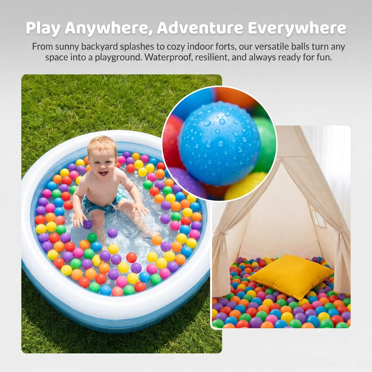 LANGXUN Plastic Ball Pit Balls for Baby Toddler Kids | 50/100/200/400 pcs, 2.2 inches, Non-Toxic, Bright Colors - view 5