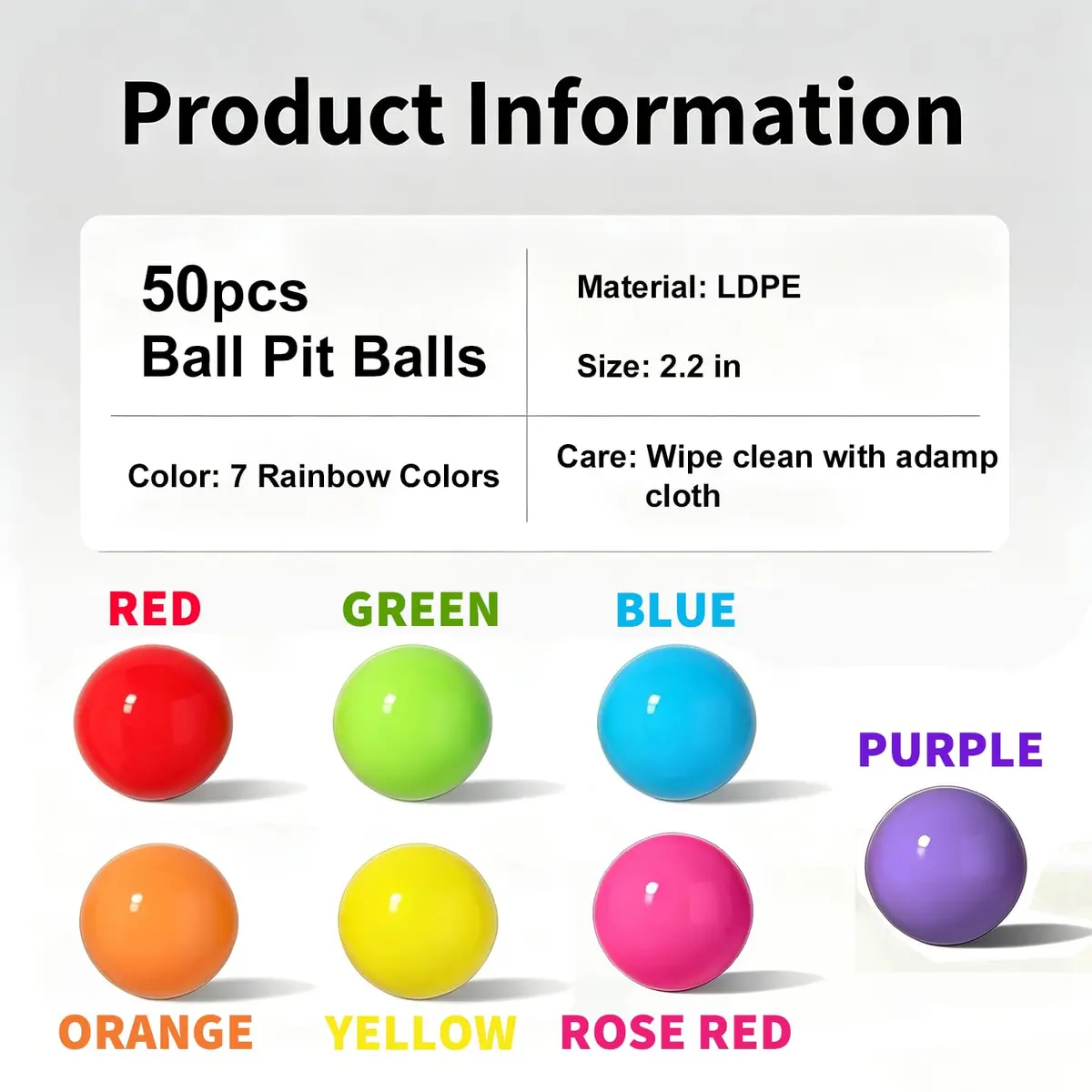 LANGXUN Plastic Ball Pit Balls for Baby Toddler Kids | 50/100/200/400 pcs, 2.2 inches, Non-Toxic, Bright Colors - view 2