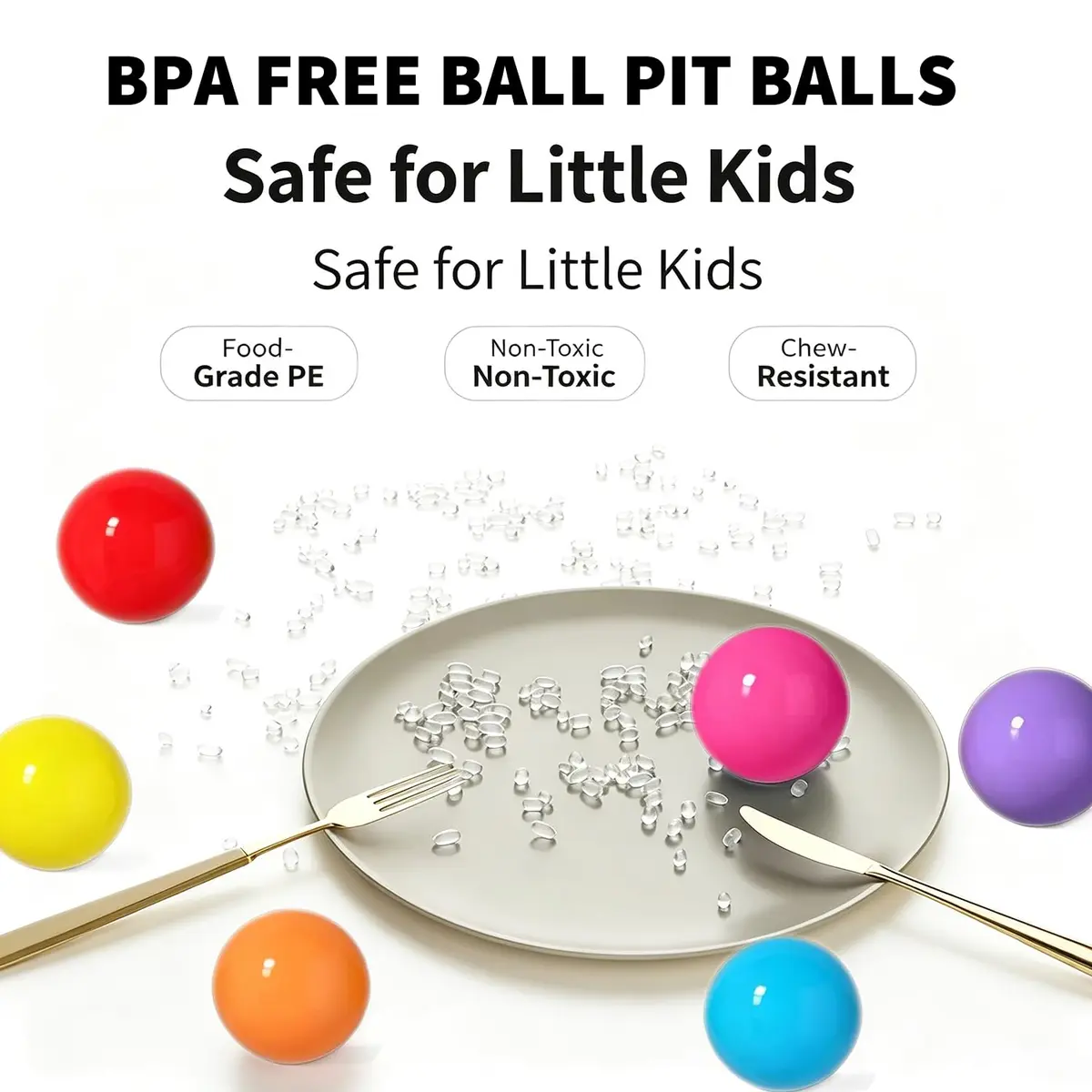LANGXUN Plastic Ball Pit Balls for Baby Toddler Kids | 50/100/200/400 pcs, 2.2 inches, Non-Toxic, Bright Colors - view 3