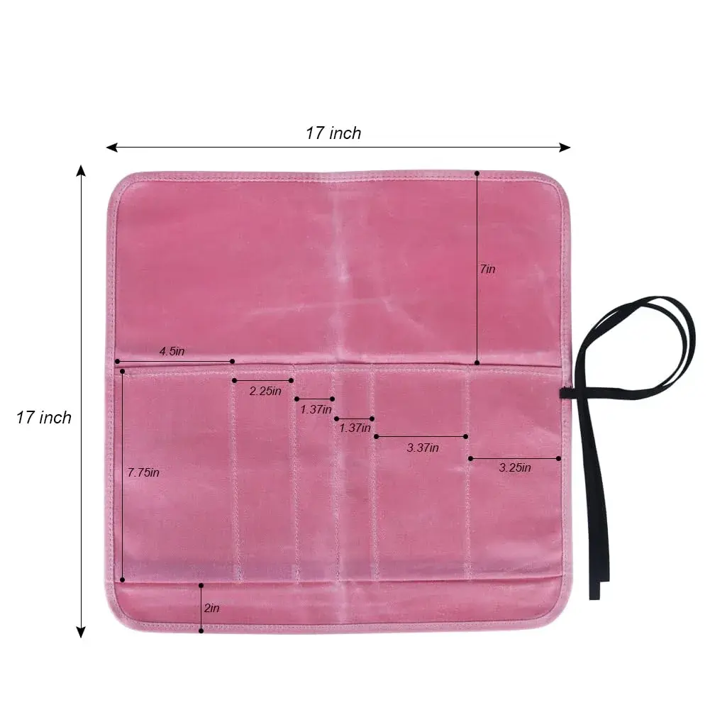JOINDO Waxed Canvas Chef Knife Roll Bag with 6 Slots, Pink | Holds Knives up to 14.5 Inches - view 3