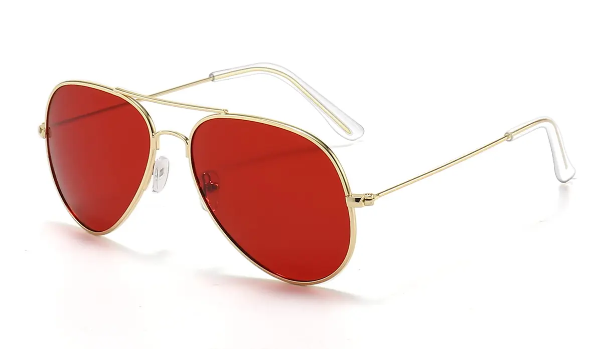 Outray Night Vision Polarized Aviator Sunglasses for Driving (Gold Frame/Red Lens, Red) | Unisex Classic Aviator Style - main product image