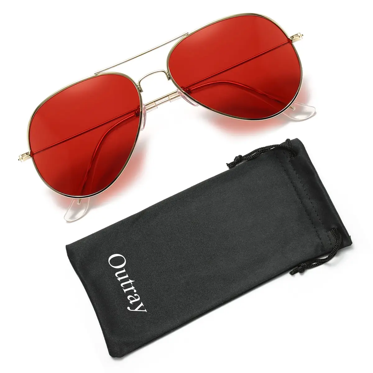 Outray Night Vision Polarized Aviator Sunglasses for Driving (Gold Frame/Red Lens, Red) | Unisex Classic Aviator Style - view 7