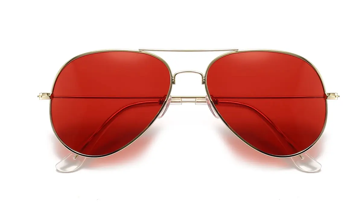 Outray Night Vision Polarized Aviator Sunglasses for Driving (Gold Frame/Red Lens, Red) | Unisex Classic Aviator Style - view 2