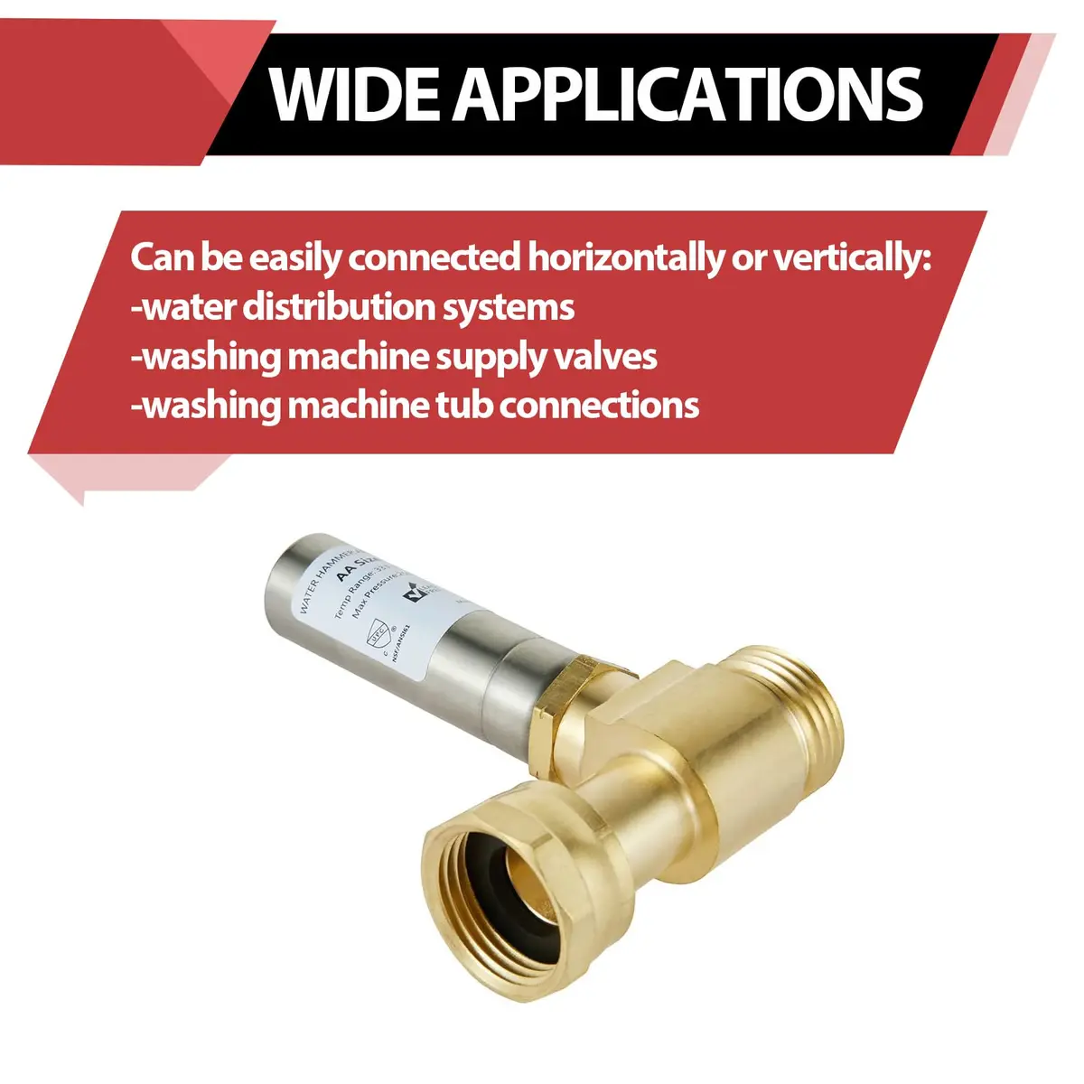 EFIELD 3/4" Water Hammer SS Arrestor | Swivel FHT x MHT, Protects Washing Machines - view 5