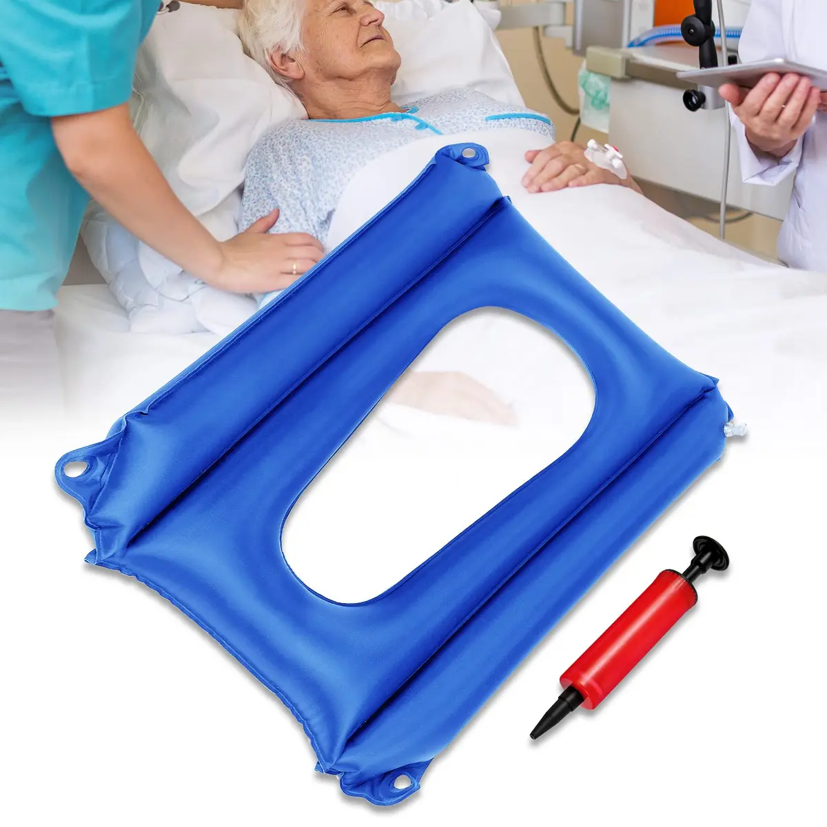 Namalu Blue Body Positioner | Pressure Sore Relief Cushion for Elderly & Bedridden (17.9 x 15.7 inches) - main product image