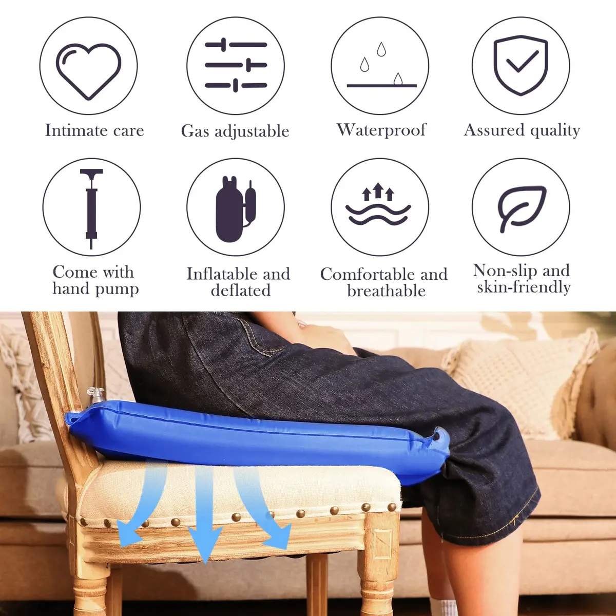Namalu Blue Body Positioner | Pressure Sore Relief Cushion for Elderly & Bedridden (17.9 x 15.7 inches) - view 7