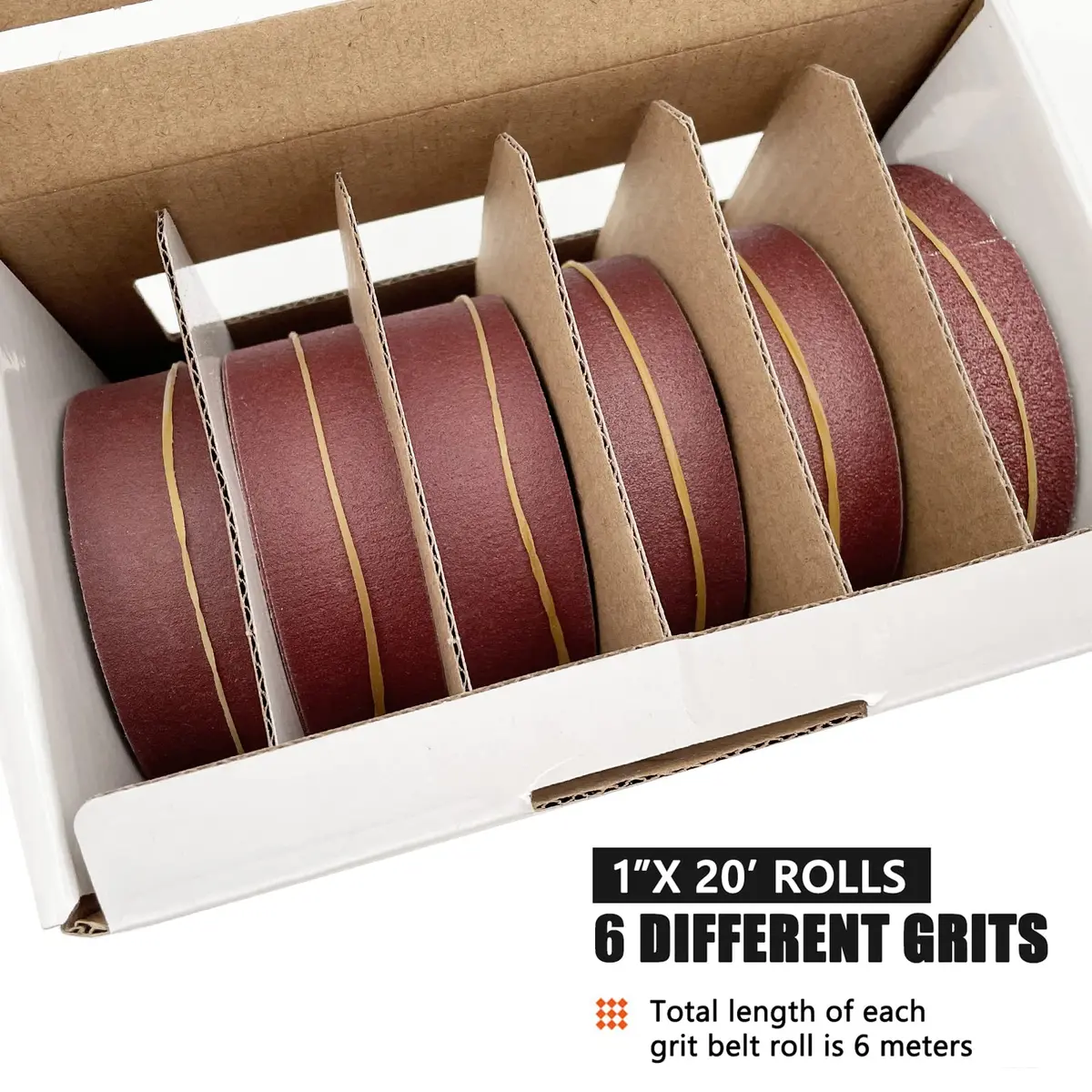 LYFJXX Emery Cloth Roll 25.4mm x 6m (1 inch x 19.68 ft) Assorted Grit Sandpaper | Aluminum Oxide Cloth Backing - view 3