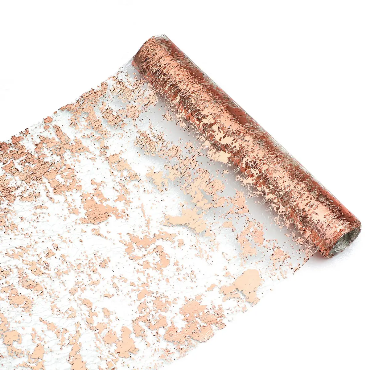Snowkingdom Rose Gold Glitter Table Runner 46cm x 274cm (11"x108") | Sparkly Metallic Mesh for Parties - main product image
