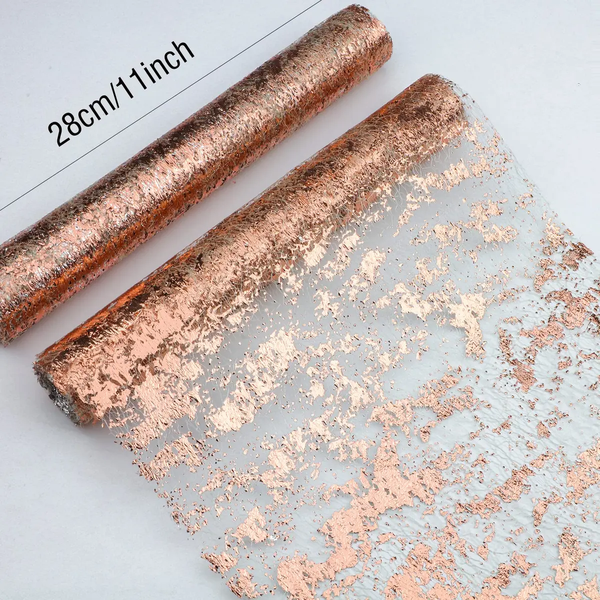 Snowkingdom Rose Gold Glitter Table Runner 46cm x 274cm (11"x108") | Sparkly Metallic Mesh for Parties - view 4