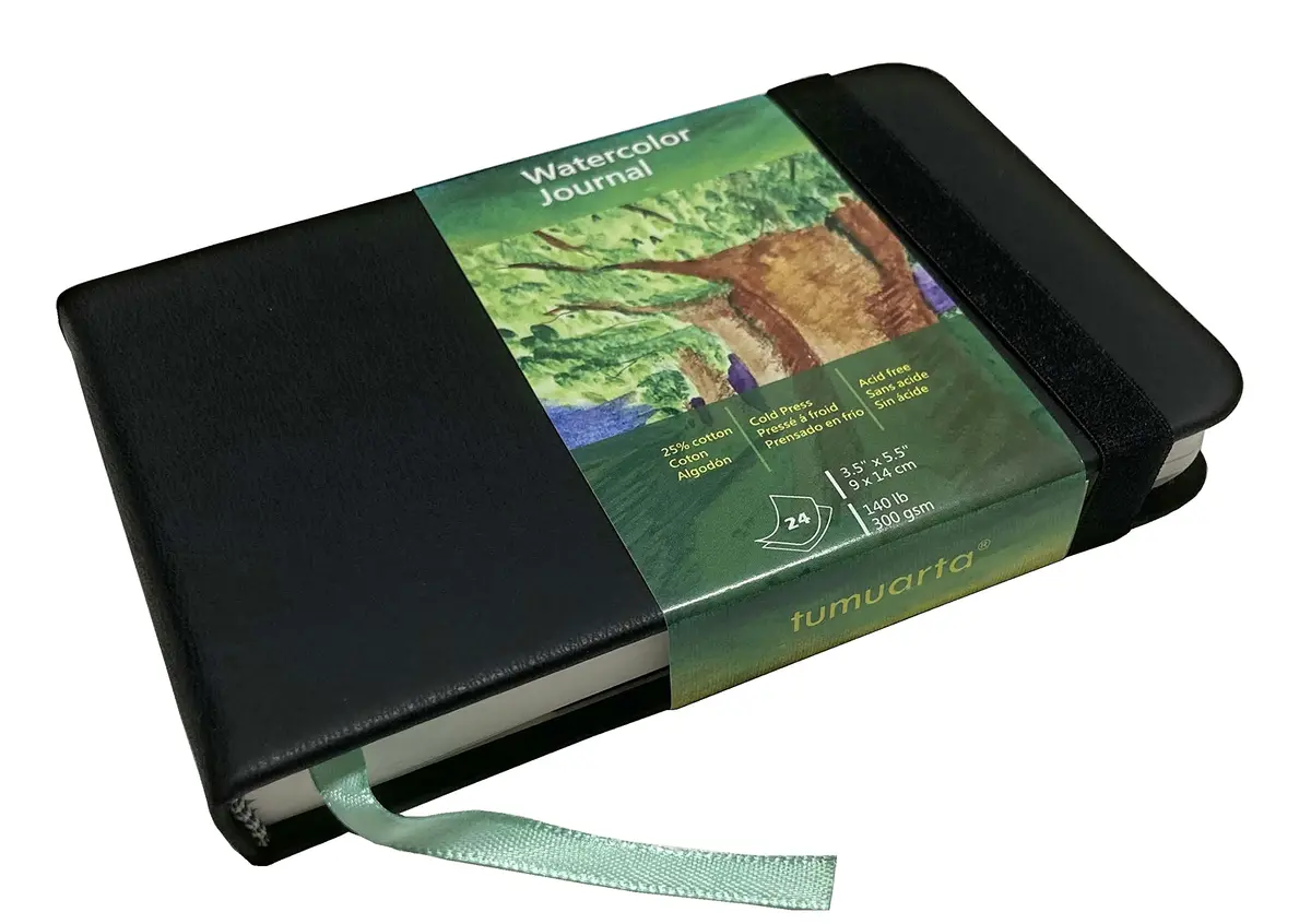 tumuarta Cotton Watercolor Paper Journal 3.5x5.5” | 300 GSM, Cold Press, 24 Sheets - main product image