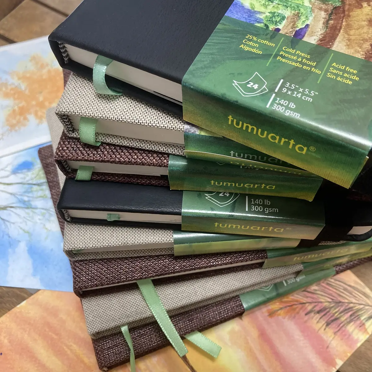 tumuarta Cotton Watercolor Paper Journal 3.5x5.5” | 300 GSM, Cold Press, 24 Sheets - view 8