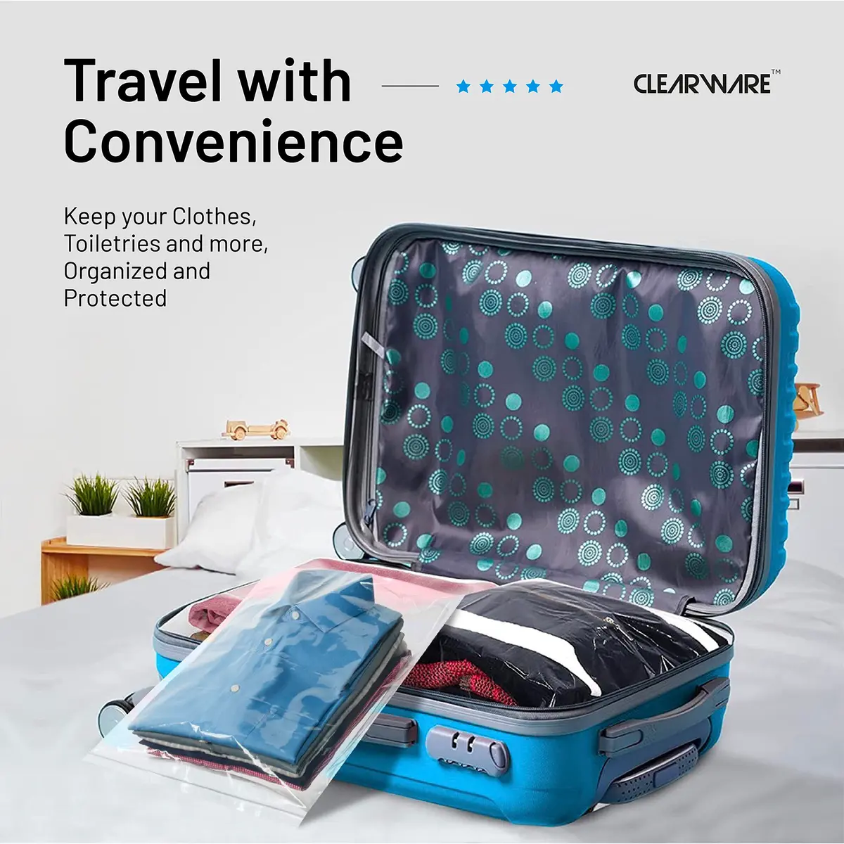 CLEARWARE Large Storage Bags with Zipper Top | Extra Large 3 Gallon, 16" x 18" BPA-Free Waterproof (50 Count) - view 5