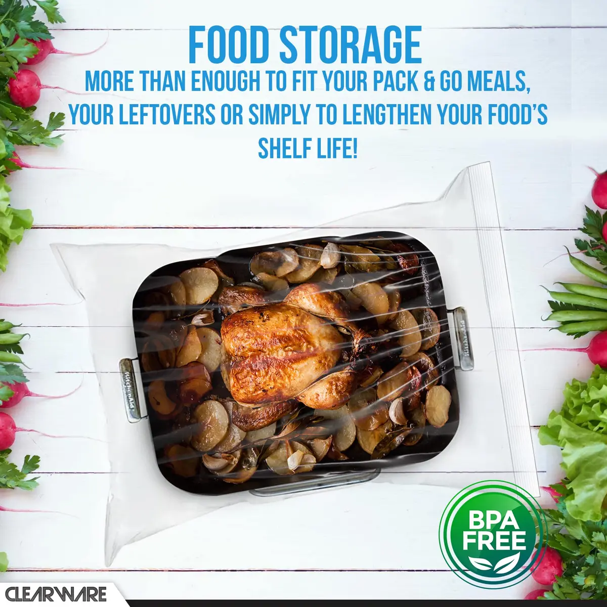 CLEARWARE Large Storage Bags with Zipper Top | Extra Large 3 Gallon, 16" x 18" BPA-Free Waterproof (50 Count) - view 8