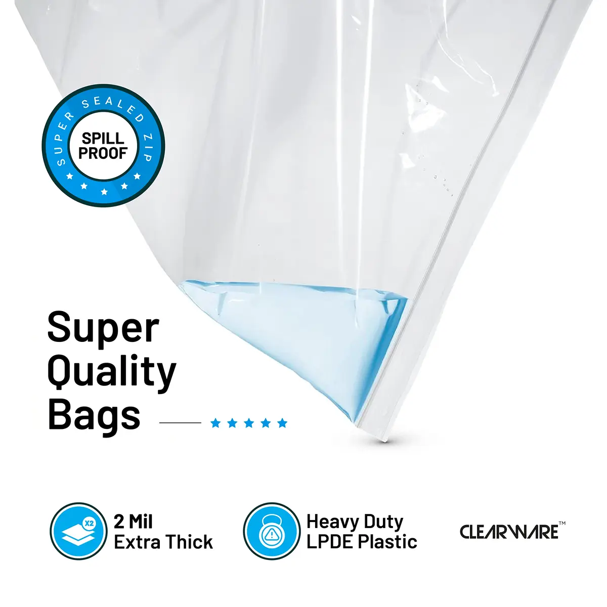 CLEARWARE Large Storage Bags with Zipper Top | Extra Large 3 Gallon, 16" x 18" BPA-Free Waterproof (50 Count) - view 4