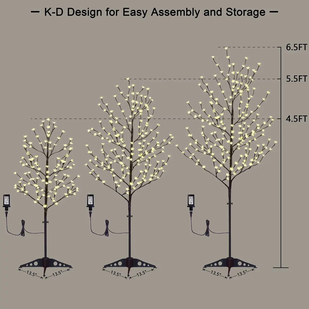 LIGHTSHARE Cherry Blossom Tree 4FT, 5FT & 6.5FT | Warm White LED Decor for Indoor & Outdoor - view 7