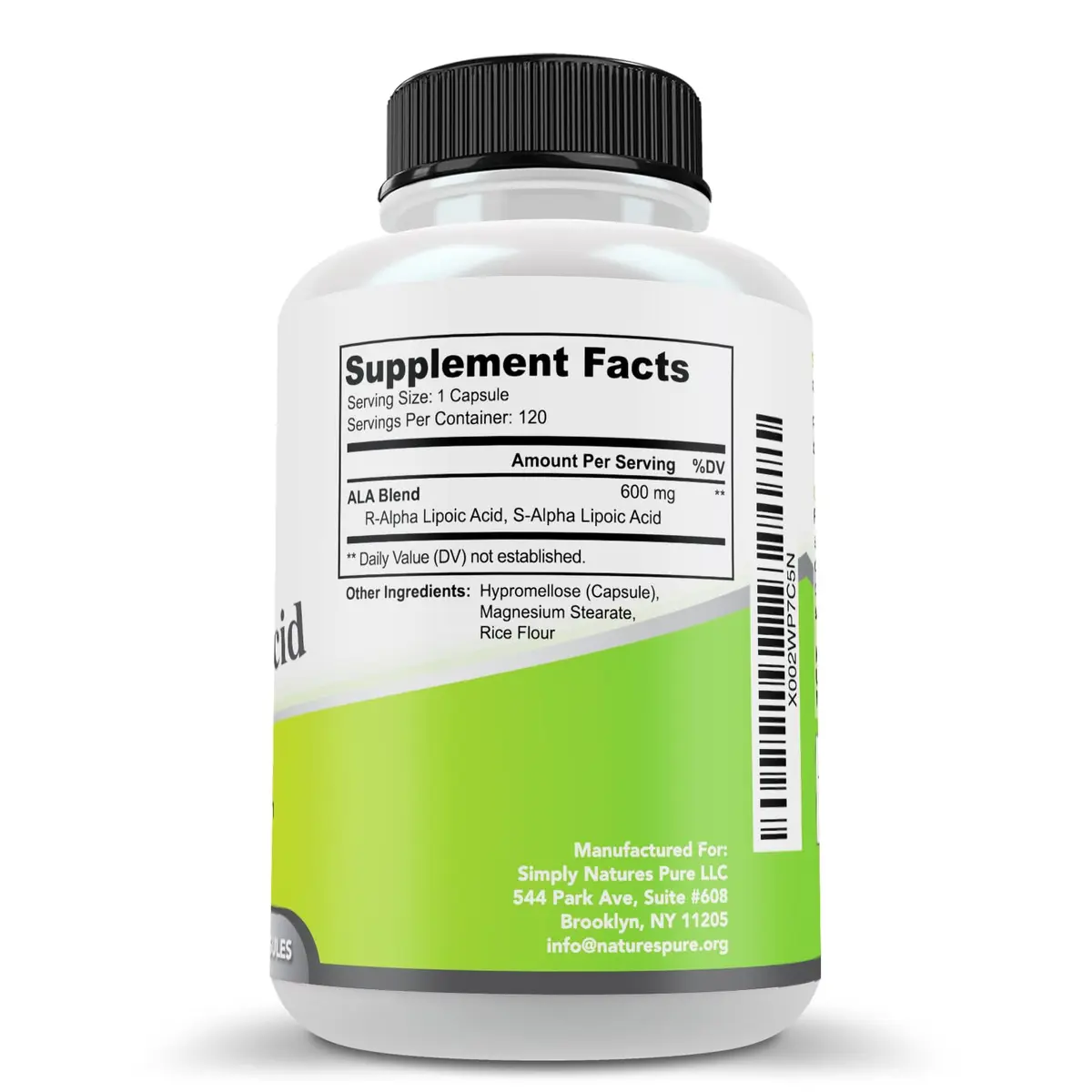 Simply Natures Pure Alpha Lipoic Acid 600mg 360 Veggie Capsules | Antioxidant Supplement - view 7