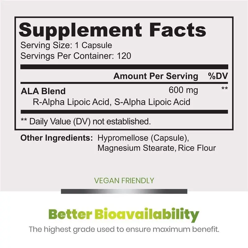 Simply Natures Pure Alpha Lipoic Acid 600mg 360 Veggie Capsules | Antioxidant Supplement - view 3