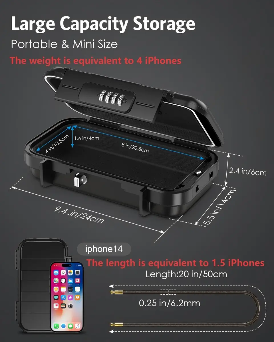 AMIR Portable Safe Box, Combination Security Case LockBox Waterproof Impact-Resistant 52.5 cu in | Travel & Home Security - view 6