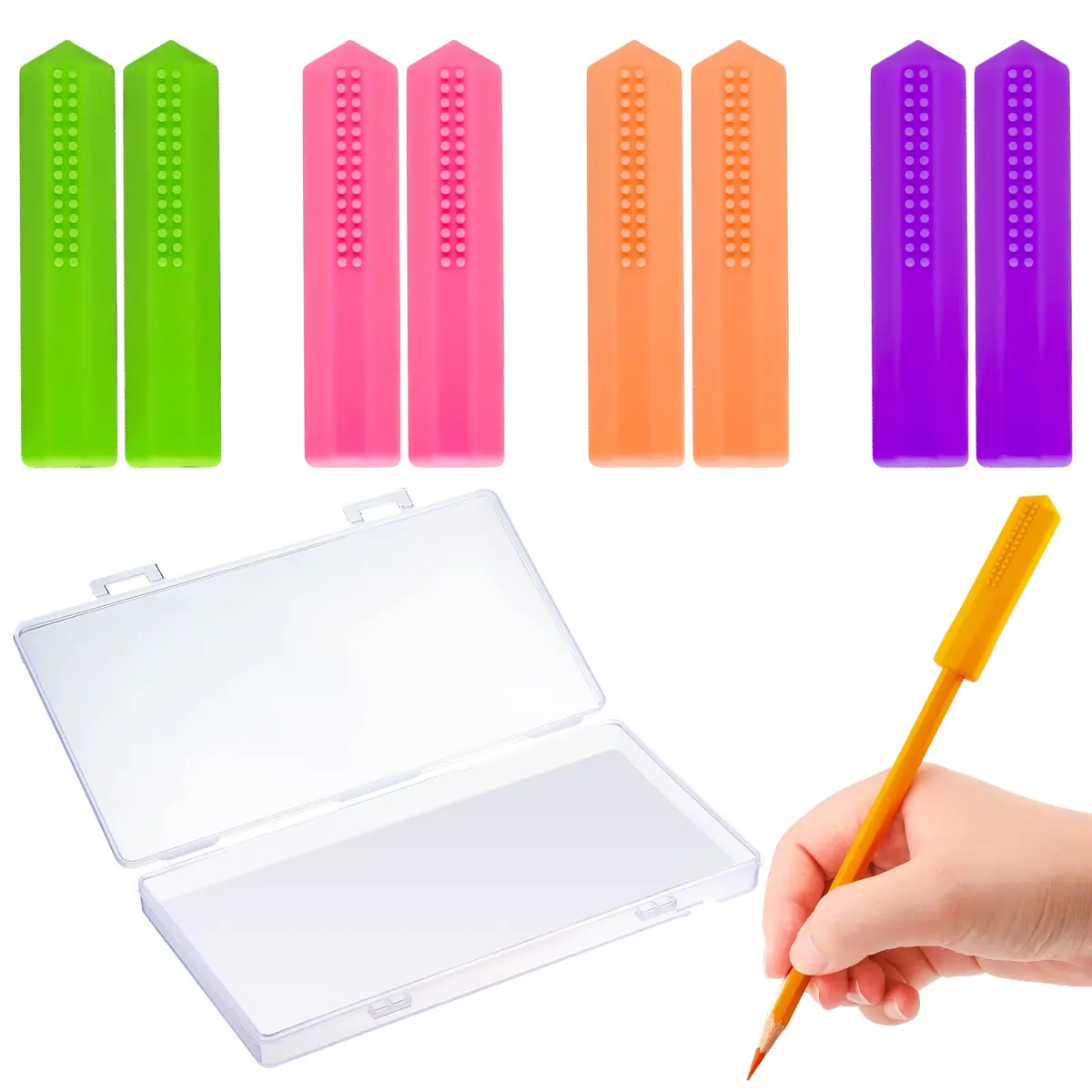 Teling 8 Pcs Chewable Pencil Toppers, Hexagonal Silicone Sensory Tools | Vibrant, Safe & Reusable for Autism & ADHD - main product image