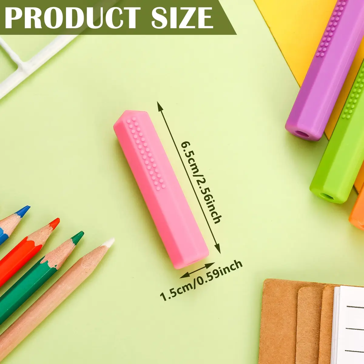 Teling 8 Pcs Chewable Pencil Toppers, Hexagonal Silicone Sensory Tools | Vibrant, Safe & Reusable for Autism & ADHD - view 2