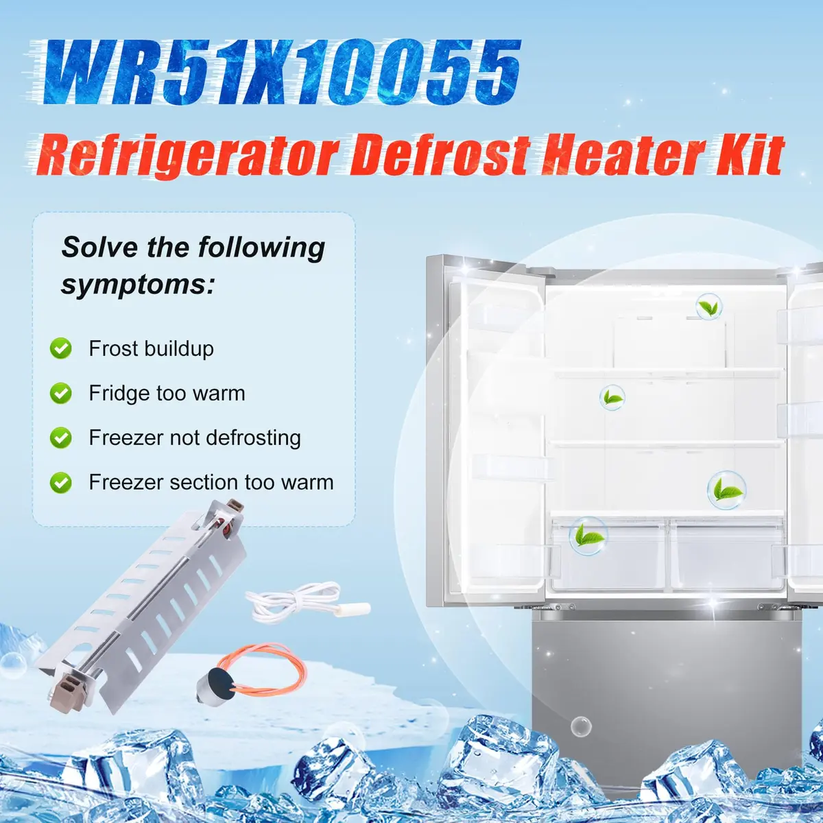 M Motico Refrigerator Defrost Heater Kit with Thermostat and Sensor, 12.2" Heater, 3-Piece Set | Refrigerator Parts for GE Hotpoint - view 7
