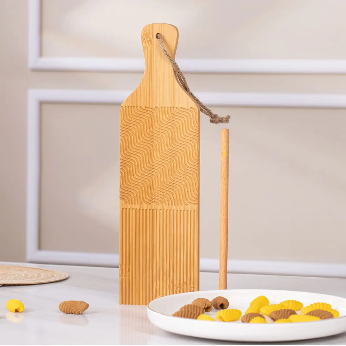 Maveite Gnocchi Board & Pasta Maker with Garganelli Stick | Natural Bamboo Kitchen Tool for Italian Dinners - view 5