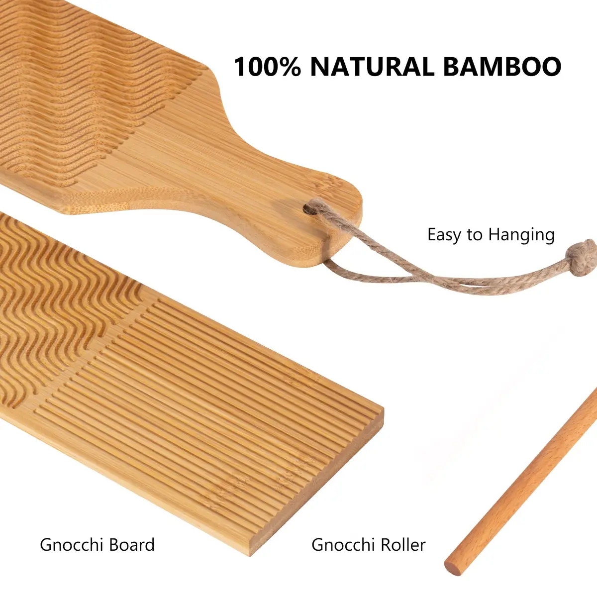 Maveite Gnocchi Board & Pasta Maker with Garganelli Stick | Natural Bamboo Kitchen Tool for Italian Dinners - view 6
