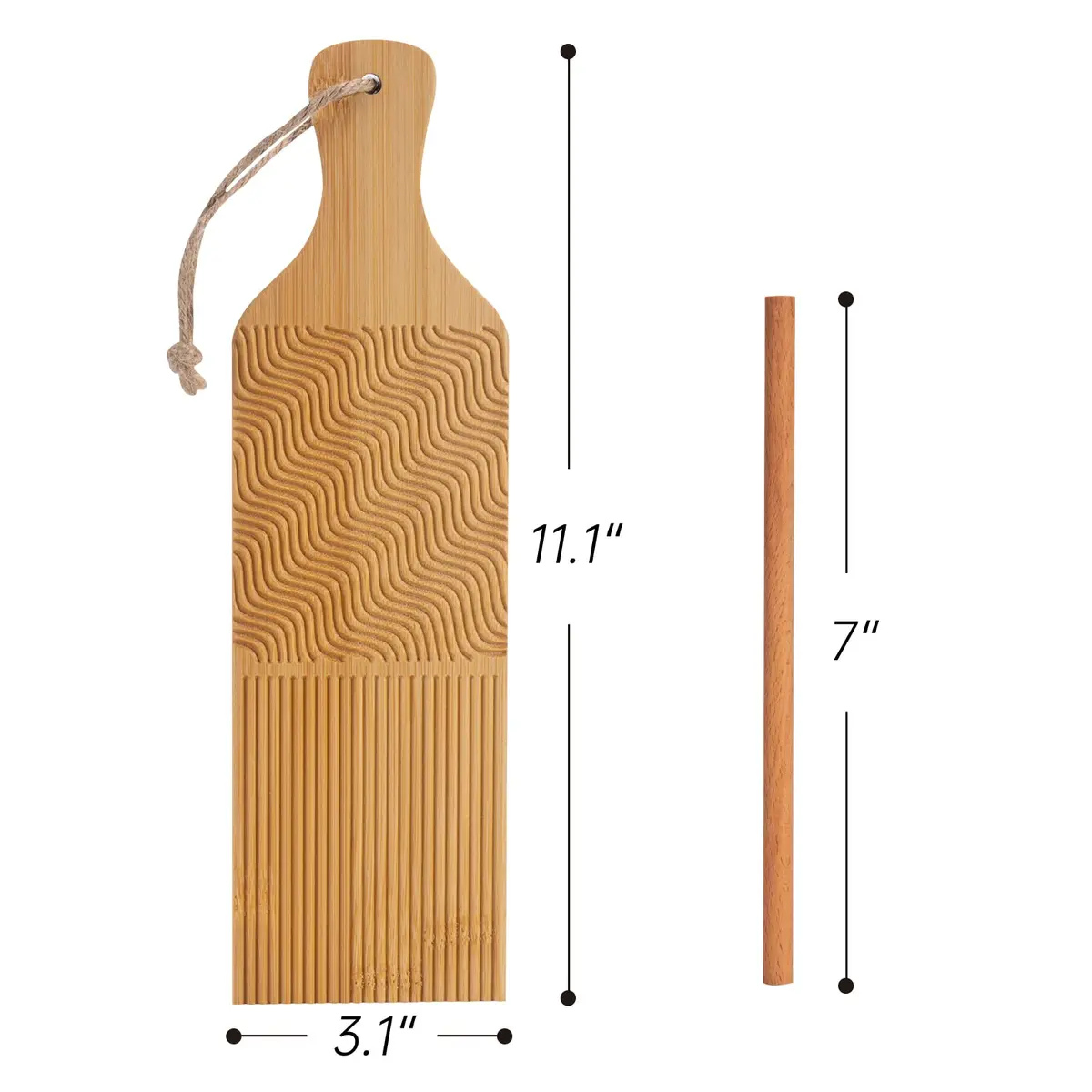 Maveite Gnocchi Board & Pasta Maker with Garganelli Stick | Natural Bamboo Kitchen Tool for Italian Dinners - view 2